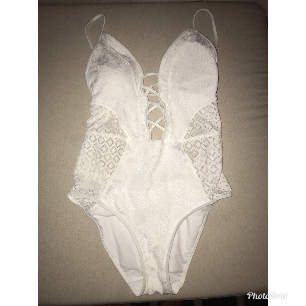 White one piece bathing suit